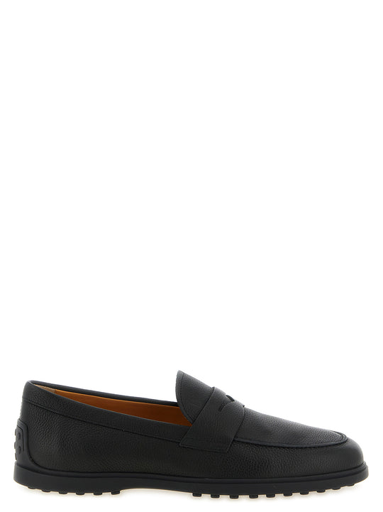 Hammered Leather Loafers Black
