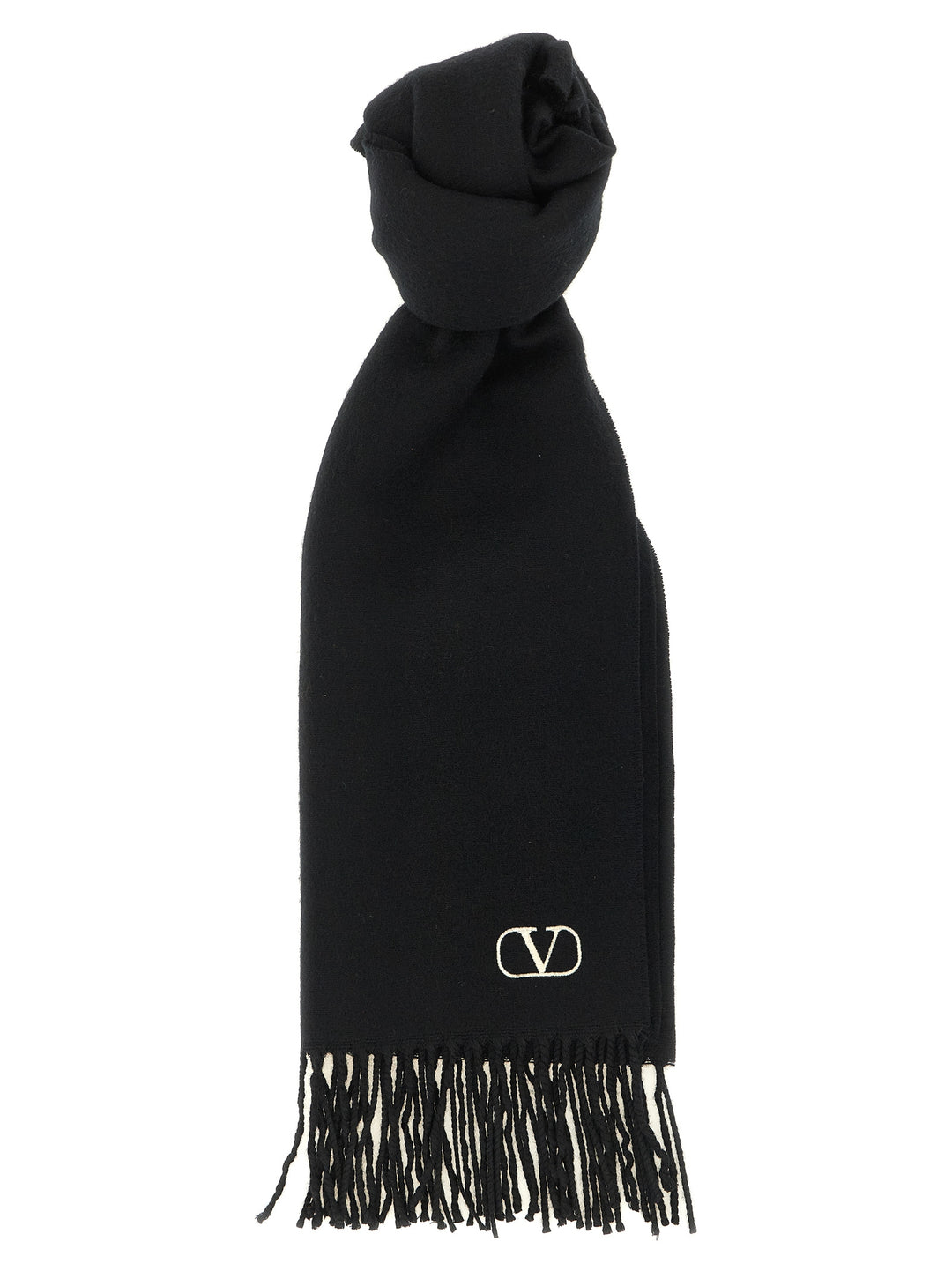 Valentino Garavani Cashmere Scarf Valentino Garavani With Fringes Scarves and Foulards - White/Black | 195aaa33ce2b750a8937e926be542545bf791466