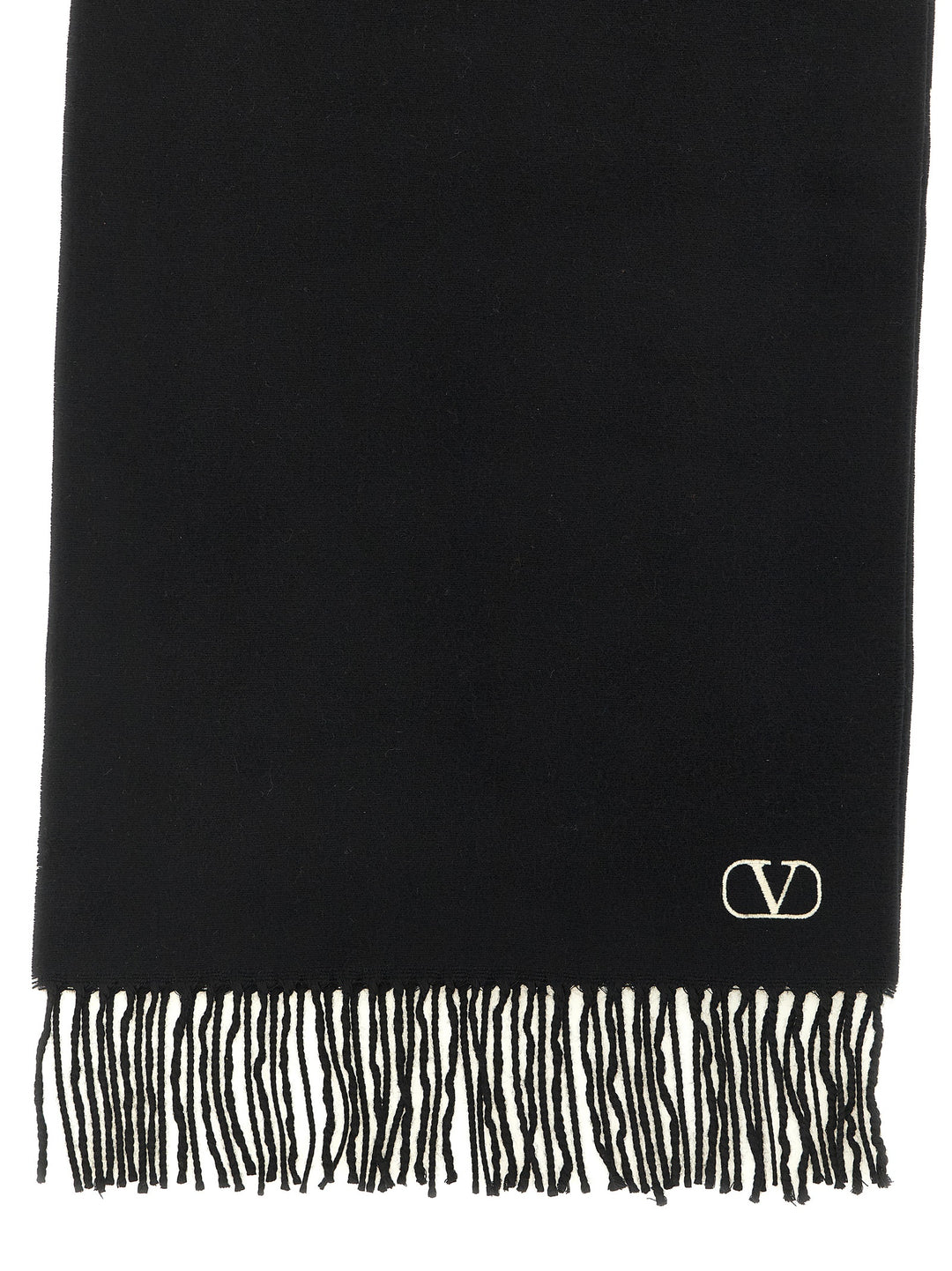 Valentino Garavani Cashmere Scarf Valentino Garavani With Fringes Scarves and Foulards - White/Black | 2d99729a428eabe81d0dc12cc0e07ab82cfa64cc