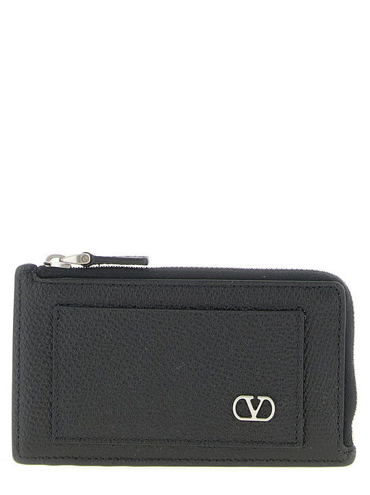 Valentino Garavani Vlogo Signature Coin Purse Wallets And Card Holders Black