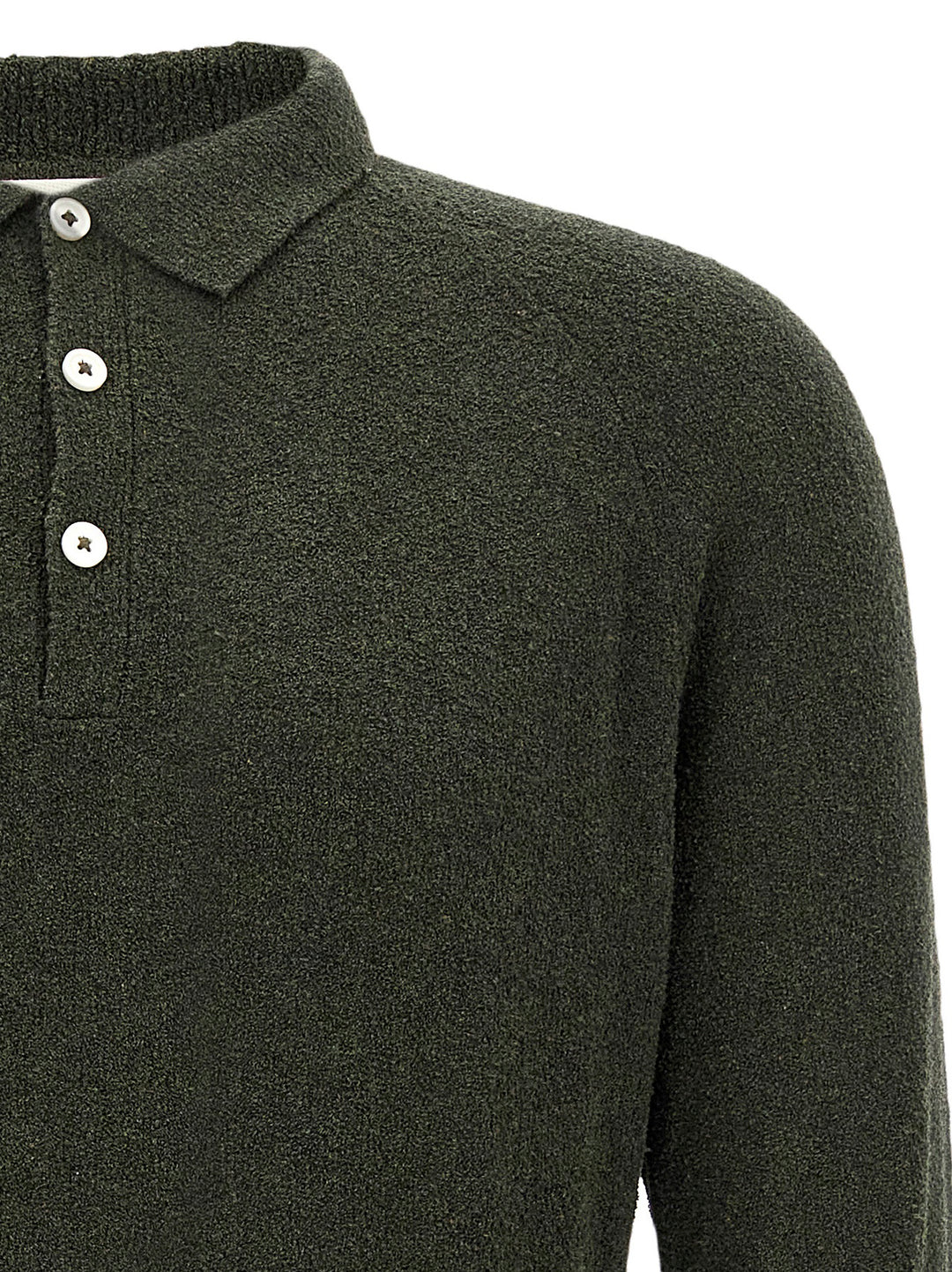 Bouclé Cotton Shirt Polo Green