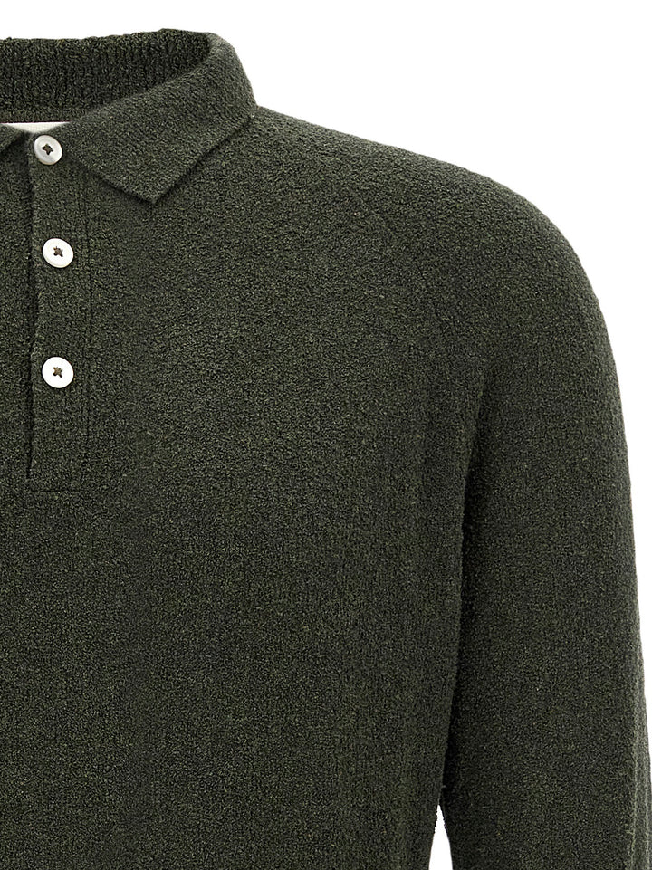 Bouclé Cotton Shirt Polo Green