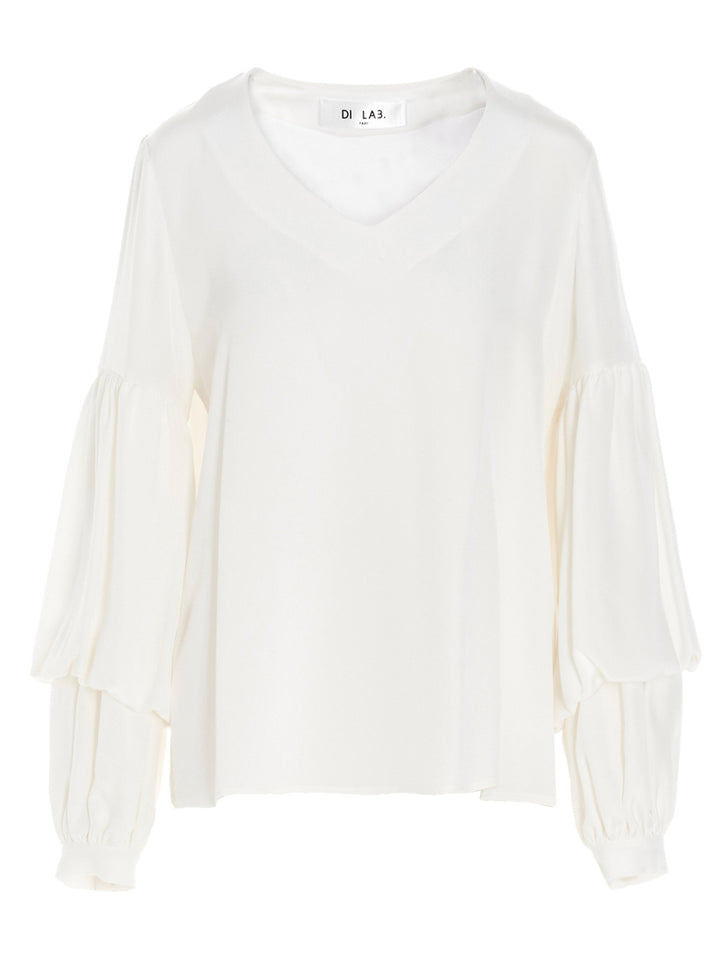 Puff-Sleeve Silk Shirt Shirt And Blouse White