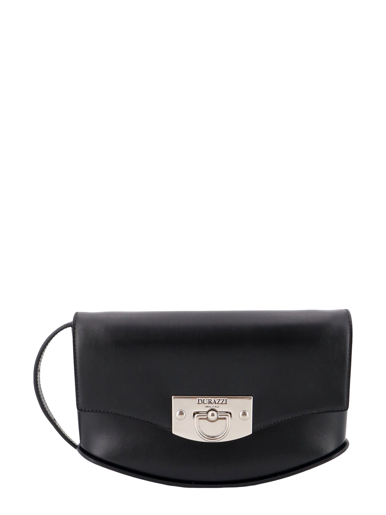 Durazzi Milano Flip-lock Leather Shoulder Bag In Black