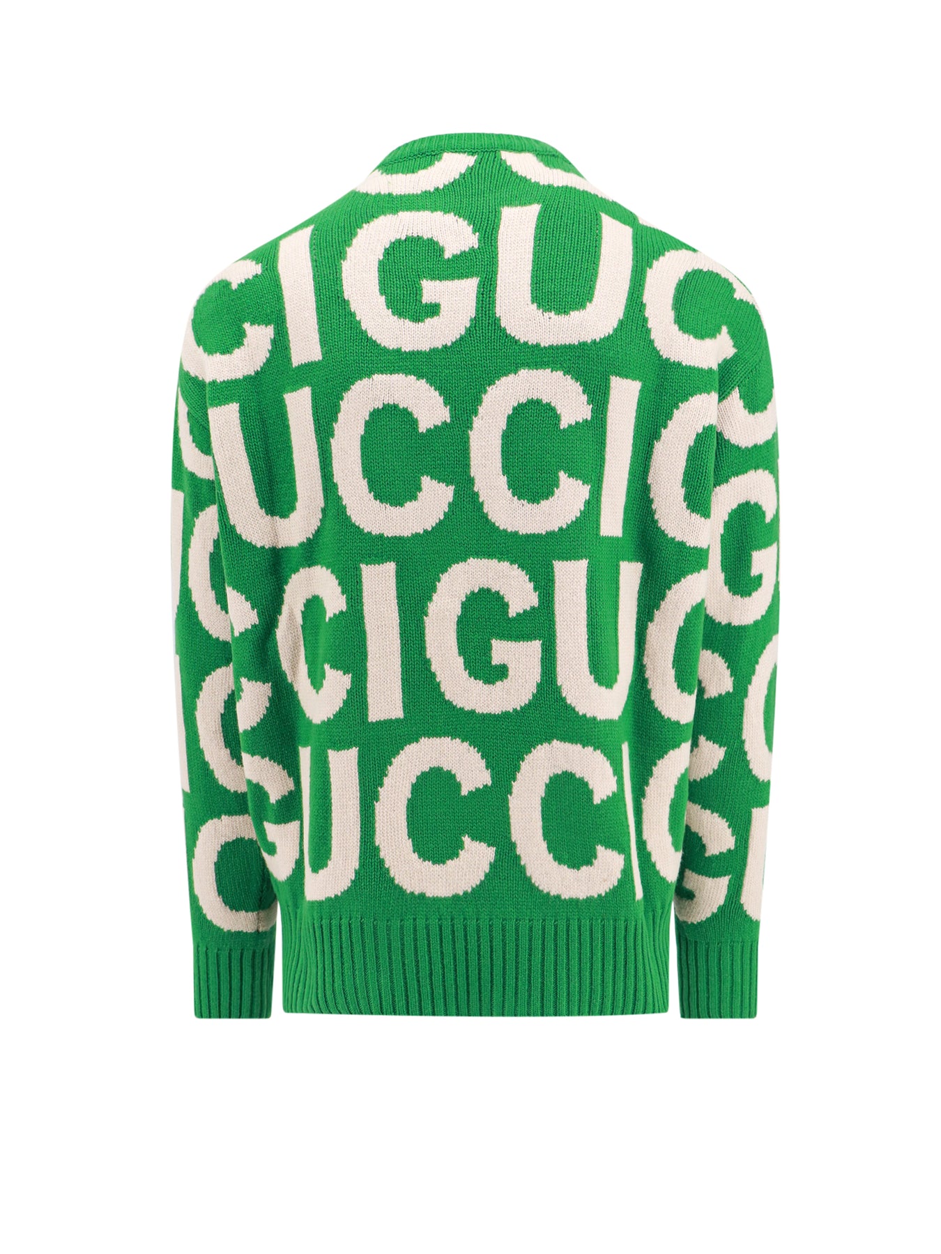 Shop Gucci Wool Sweater With All-over Logo