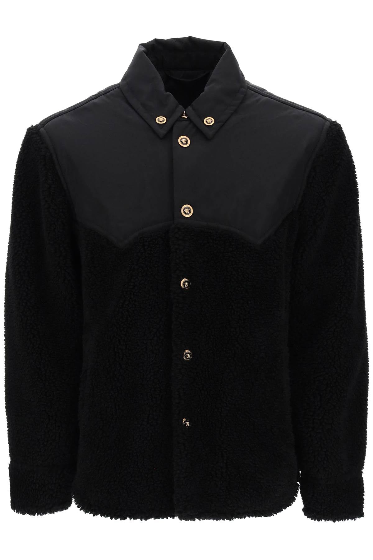 Shop Versace Barocco Silhouette Fleece Jacket In Black