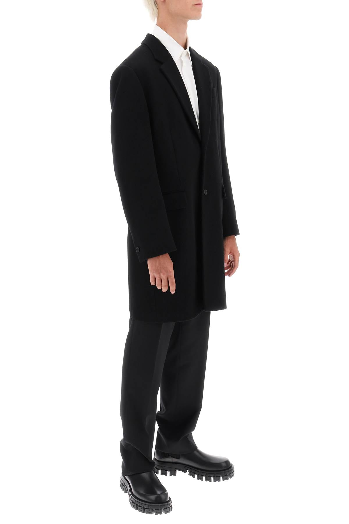 Shop Versace Barocco Single Breasted Coat In Black