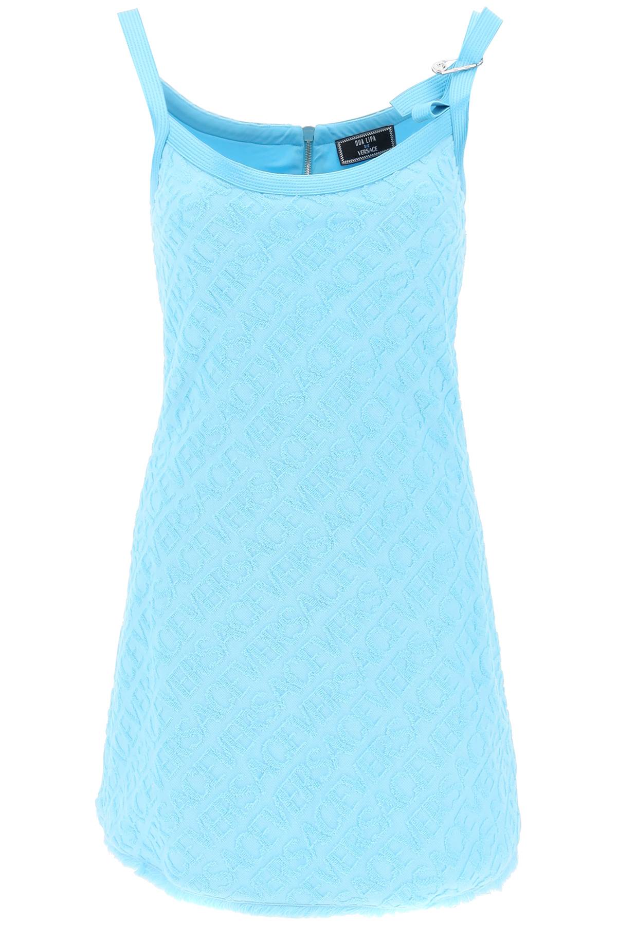 Shop Versace La Vacanza Terry Cloth Mini Dress In Light Blue