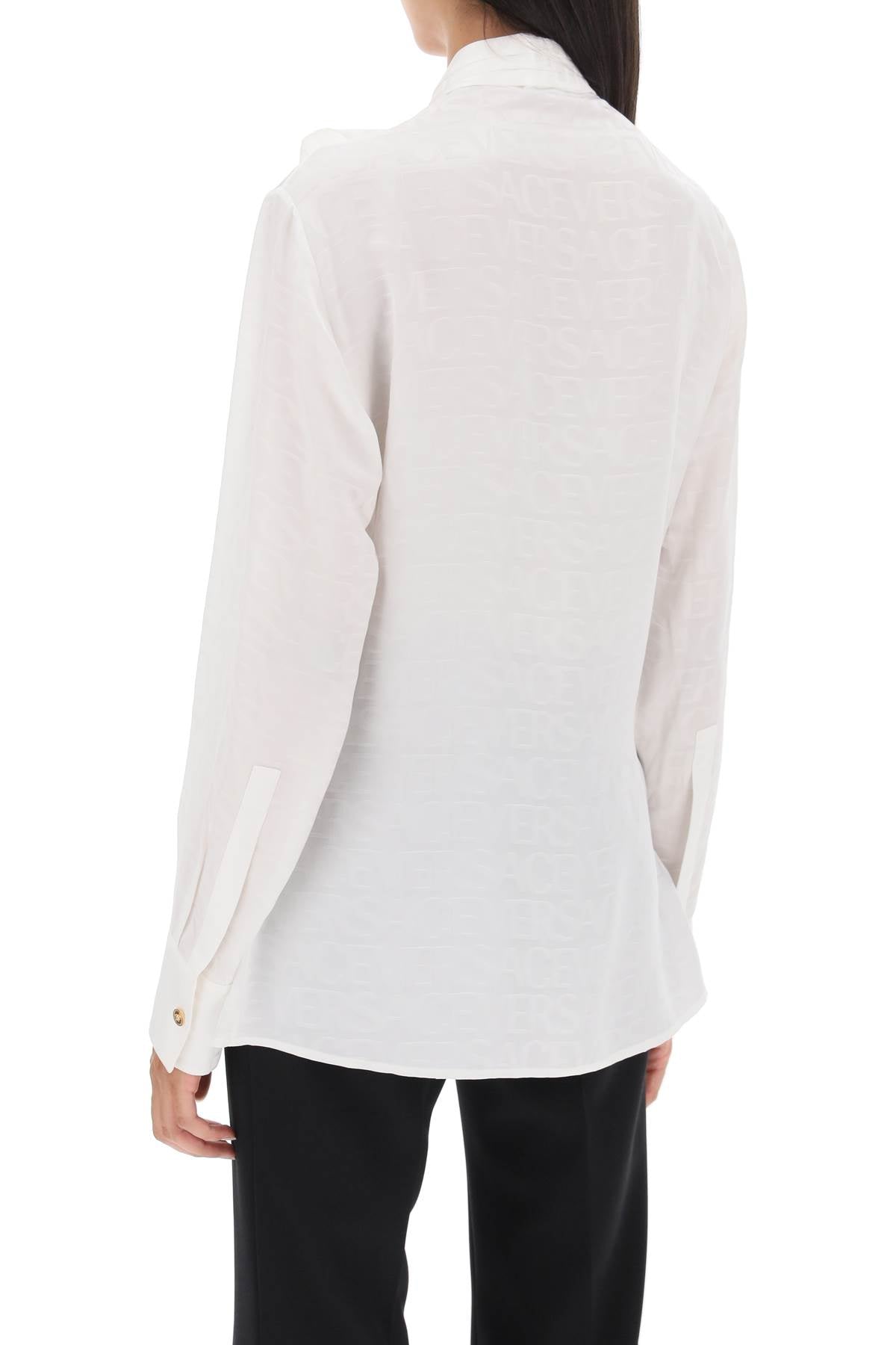 Shop Versace Allover' Lavallière Shirt In White