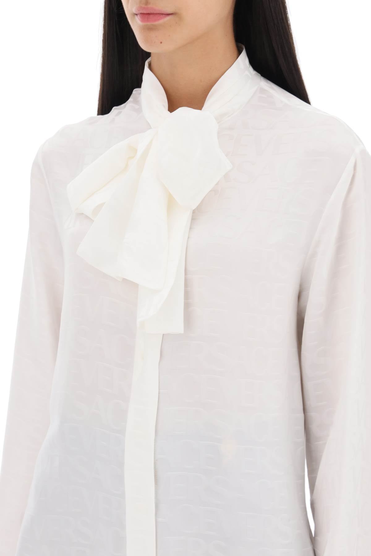 Shop Versace Allover' Lavallière Shirt In White
