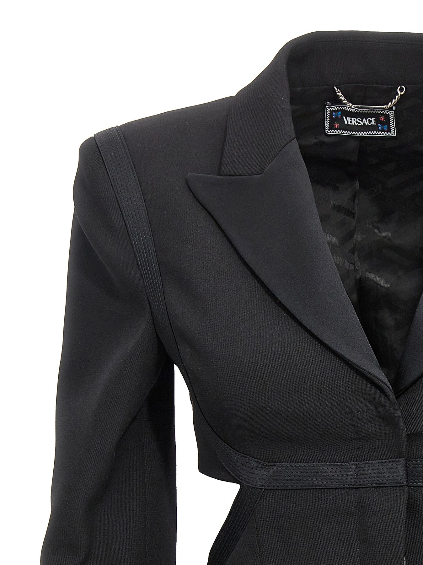 Shop Versace La Vacanza Capsule Single-breasted Blazer Jackets Black