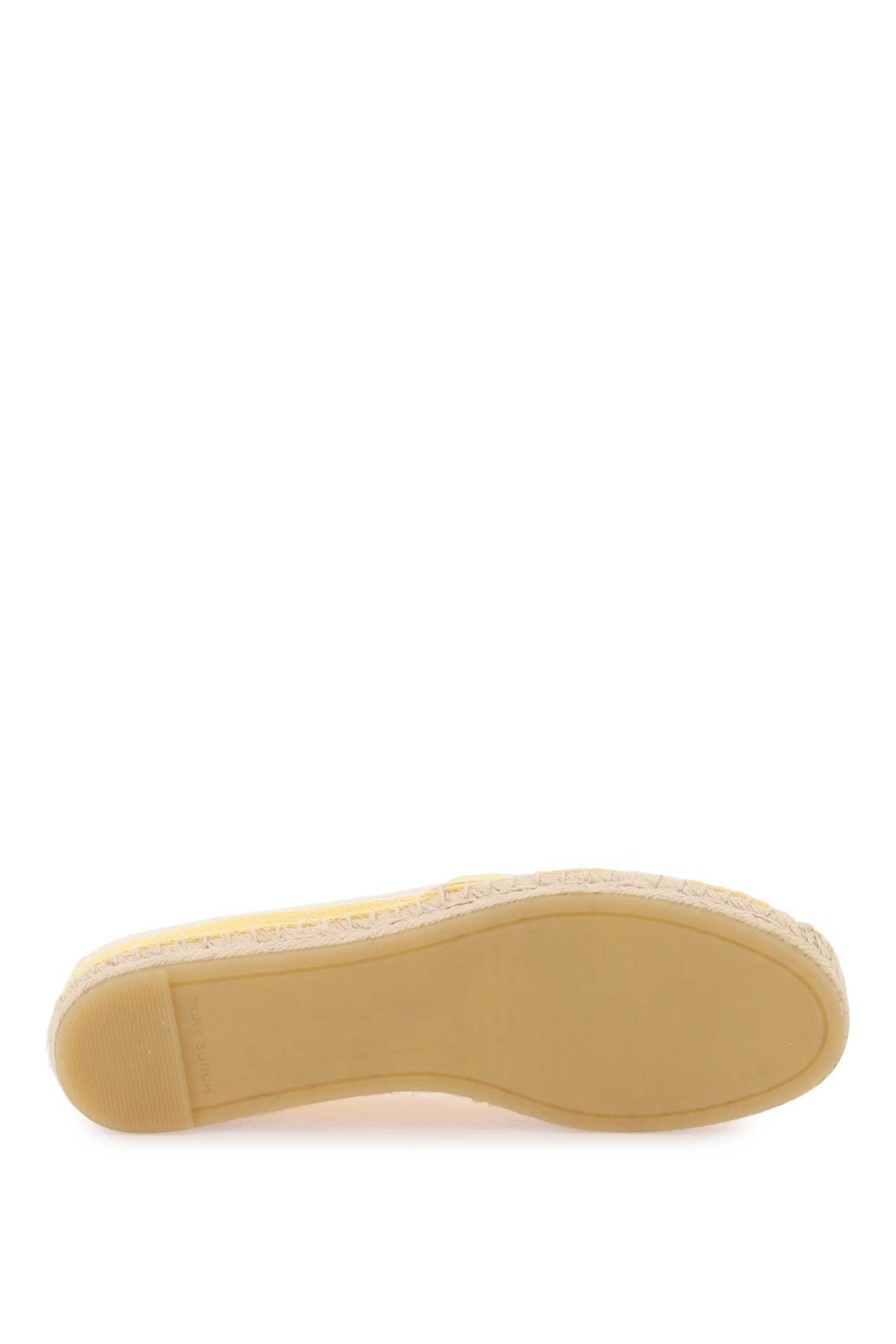 Shop Tory Burch Striped Espadrilles With Double T In Yellow