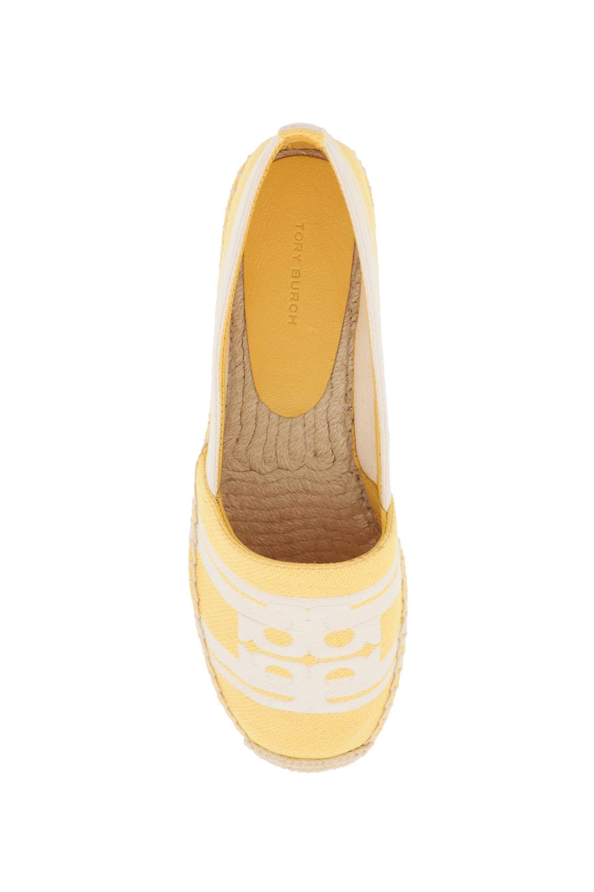 Shop Tory Burch Striped Espadrilles With Double T In Yellow