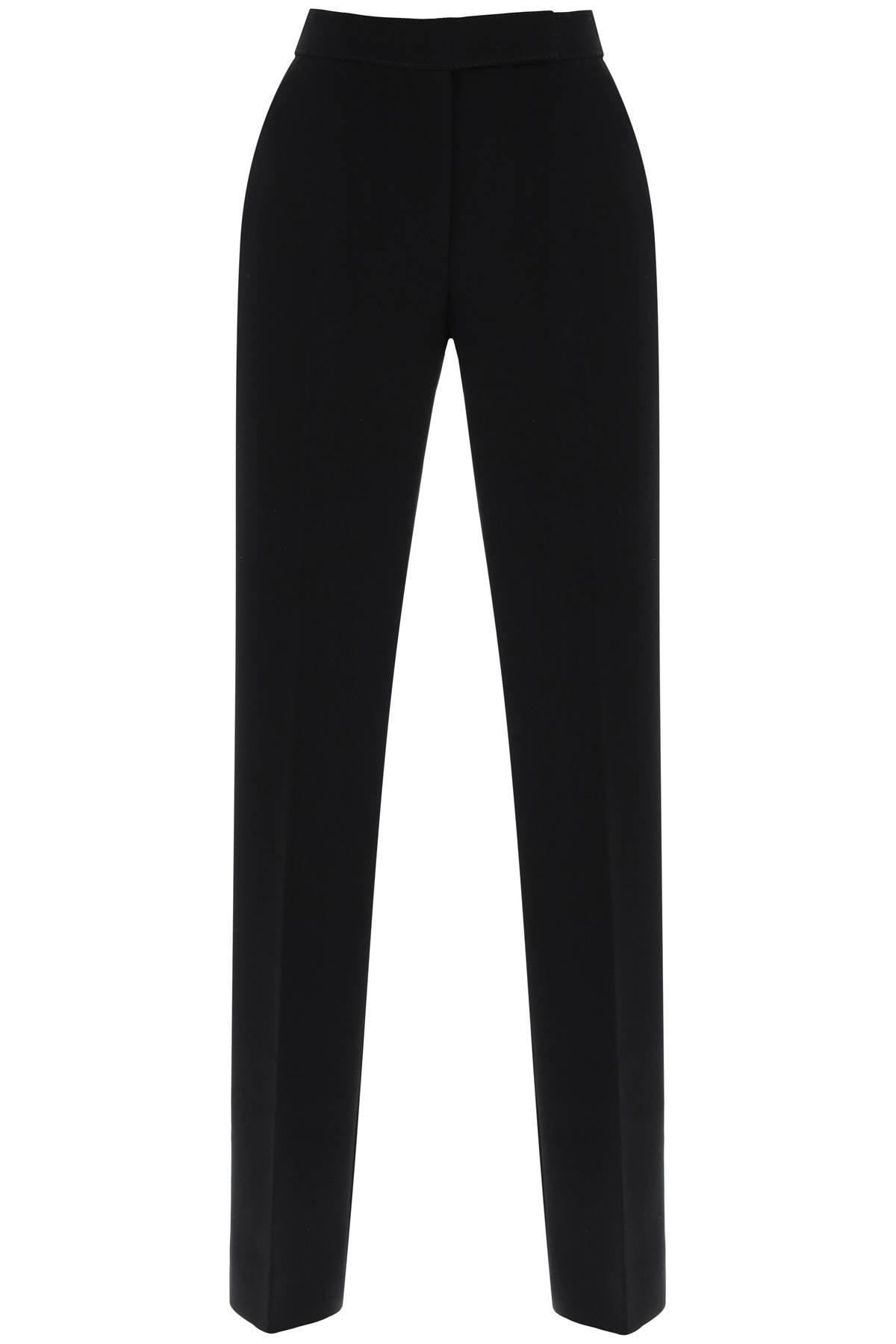 Shop Tory Burch Straight Leg Pants In Crepe Cady In Black