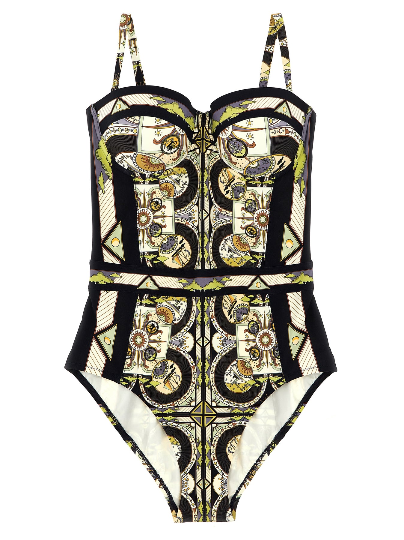 Shop Tory Burch One-piece Swimsuit With All-over Print Beachwear Multicolor