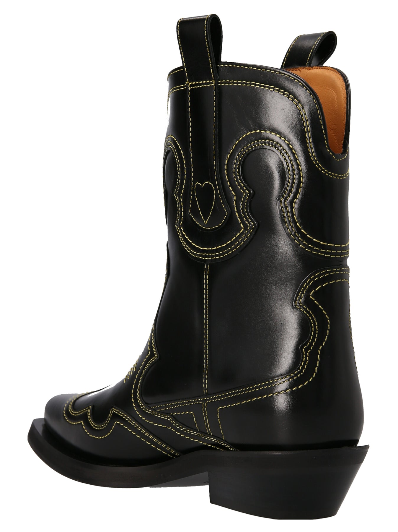 Shop Ganni Low Shaft Western Boots, Ankle Boots Black