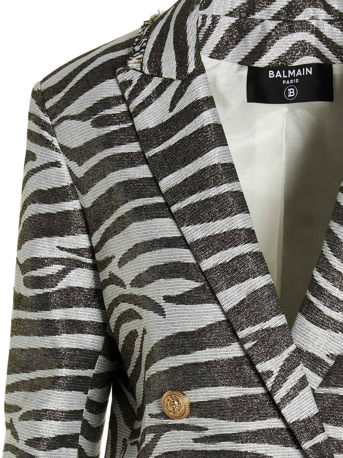Shop Balmain Zebra Blazer Jacket In Multicolor