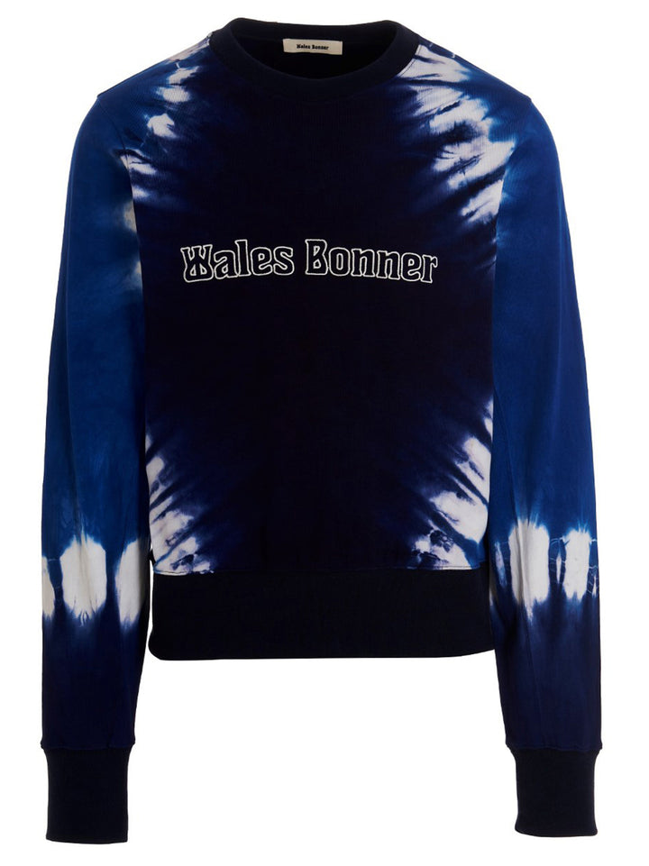 Logo Embroidery Tie Dye Sweatshirt Blue