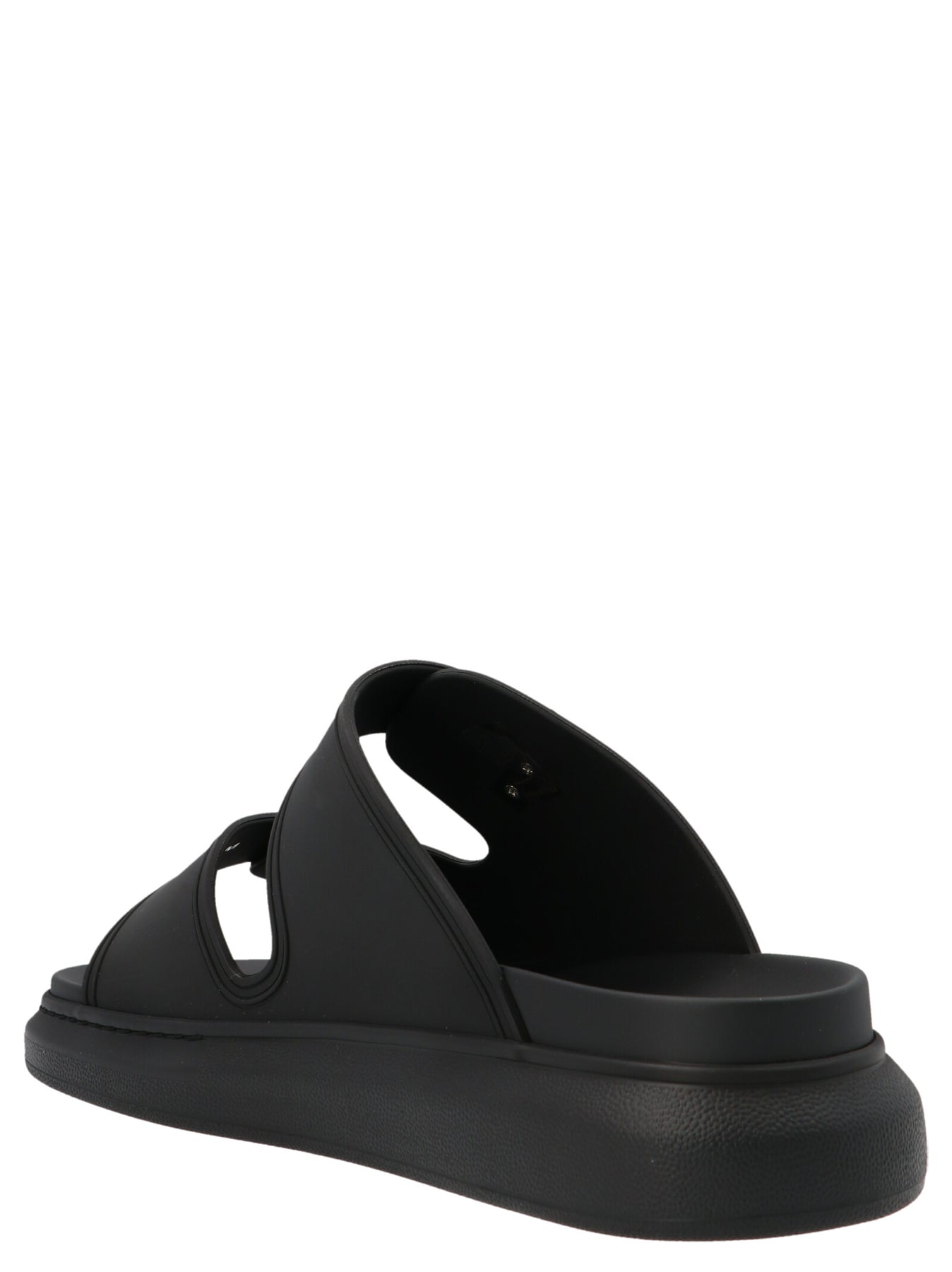 Shop Alexander Mcqueen Double Band Slides Sandals Black