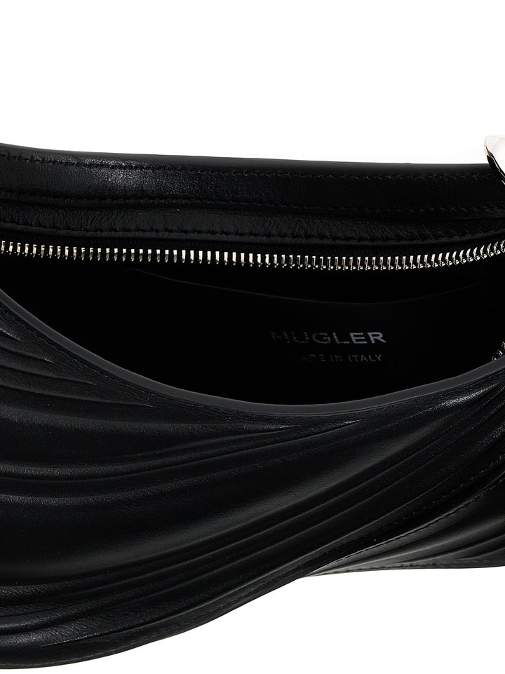 Mugler Small Embossed Spiral Curve 01 Hand Bags - Black | 2108b5b14bfcae9381d21d14b70f6cee50ae1bf7