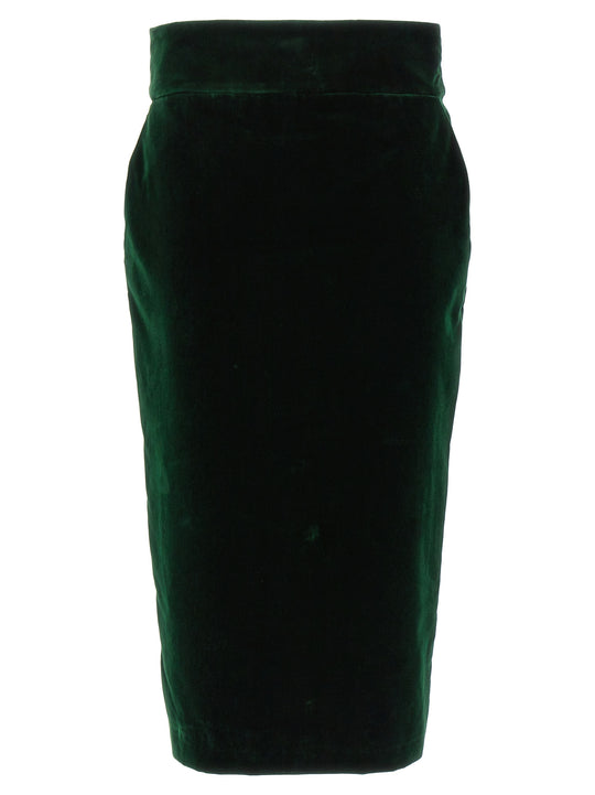 Velvet Midi Skirt Skirts Green