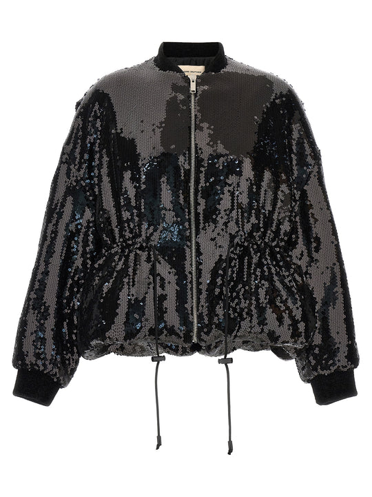 Sequin Bomber Jacket Casual Jackets And Parka Black
