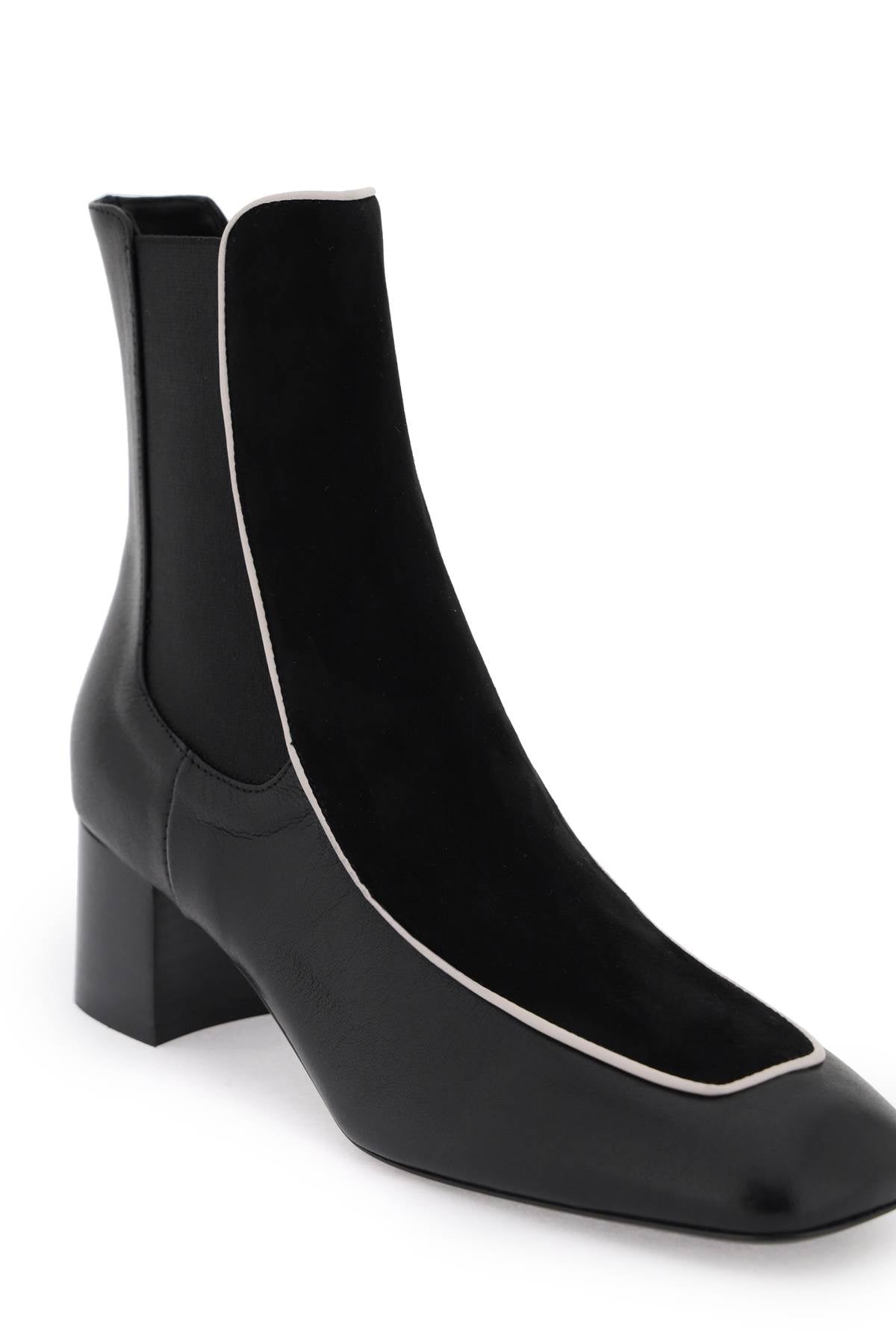 Shop Totême Smooth And Suede Leather Ankle Boots In Black