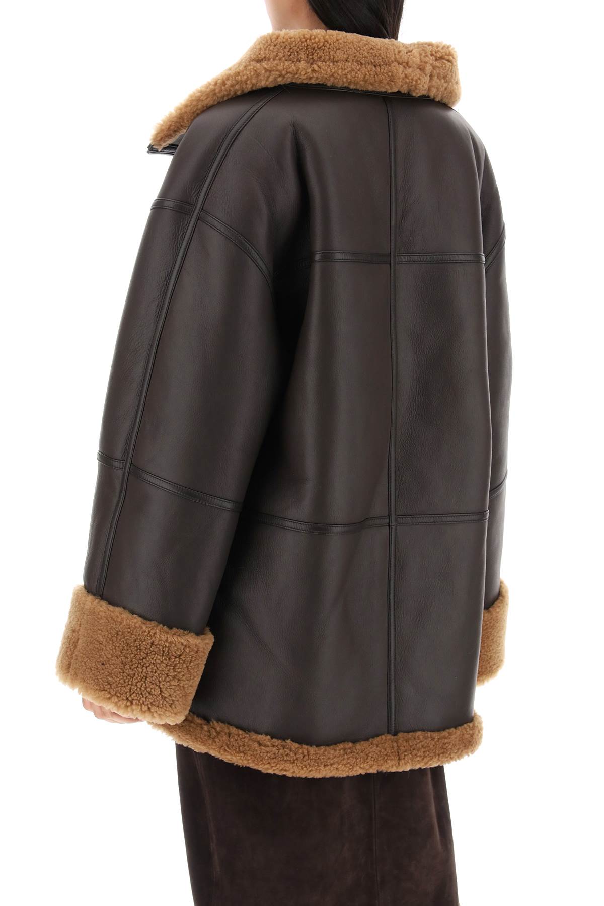 Shop Totême Signature Shearling Jacket In Brown