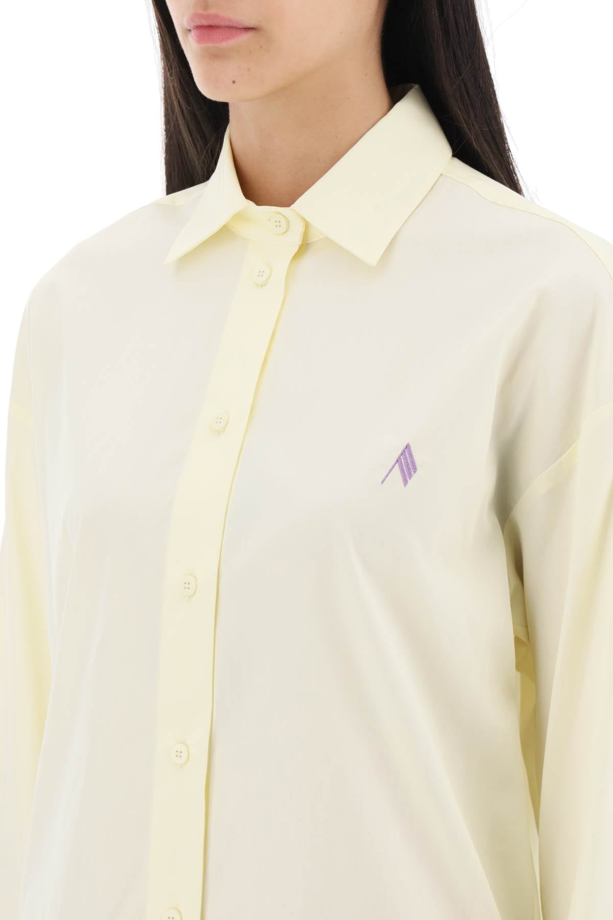 Shop Attico Eliza Cotton Shirt In Yellow