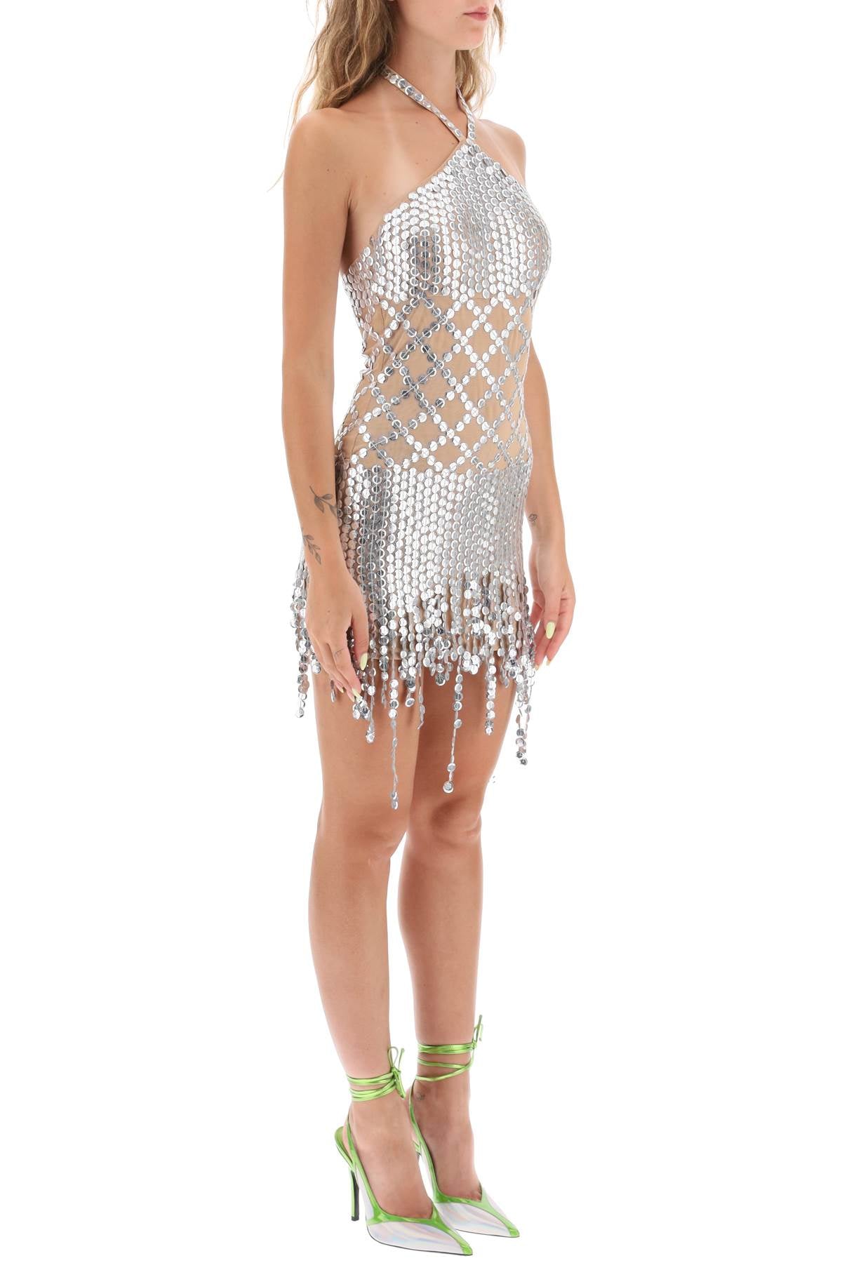 Shop Attico 'adriel' Mini Dress With Hexagonal Sequins