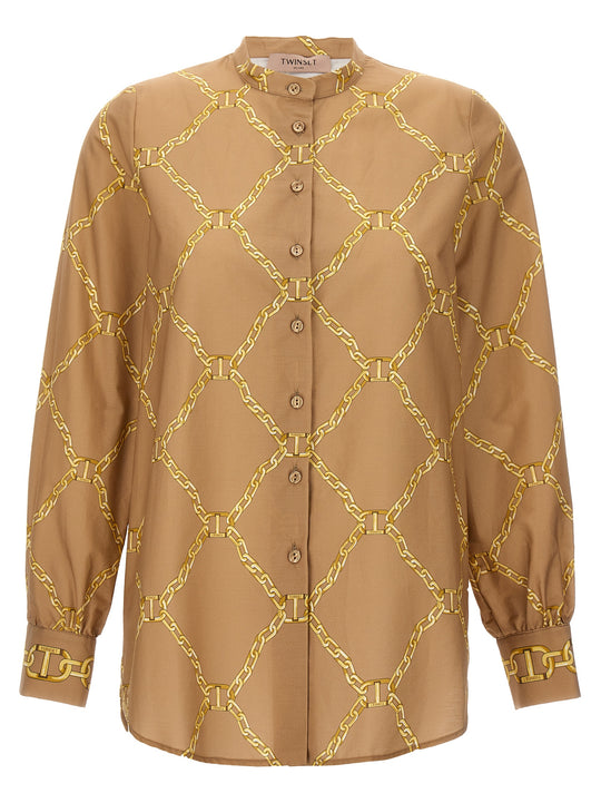 Print Shirt Shirt And Blouse Beige