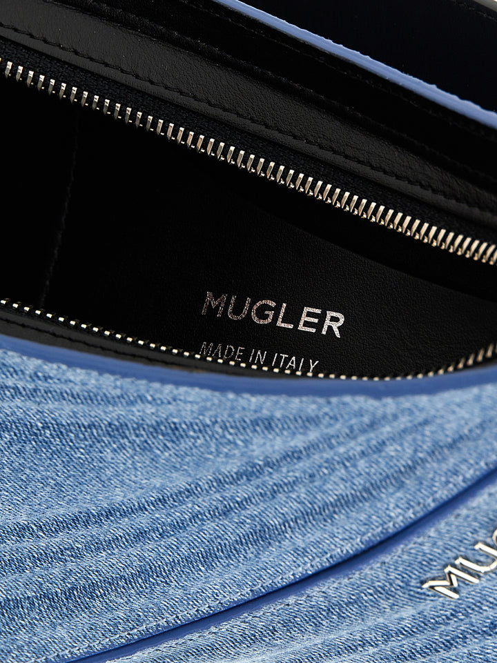 Mugler Medium Denim Spiral Curve 01 Shoulder Bags - Blue | 9dd66648a57726dd80cf12be72c54312a3698451