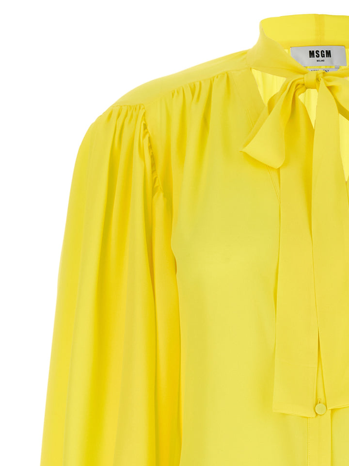 Msgm Bow Shirt Shirt and Blouse - Yellow | dc9aac6929067128b5634c5de2ea92ad941781c3