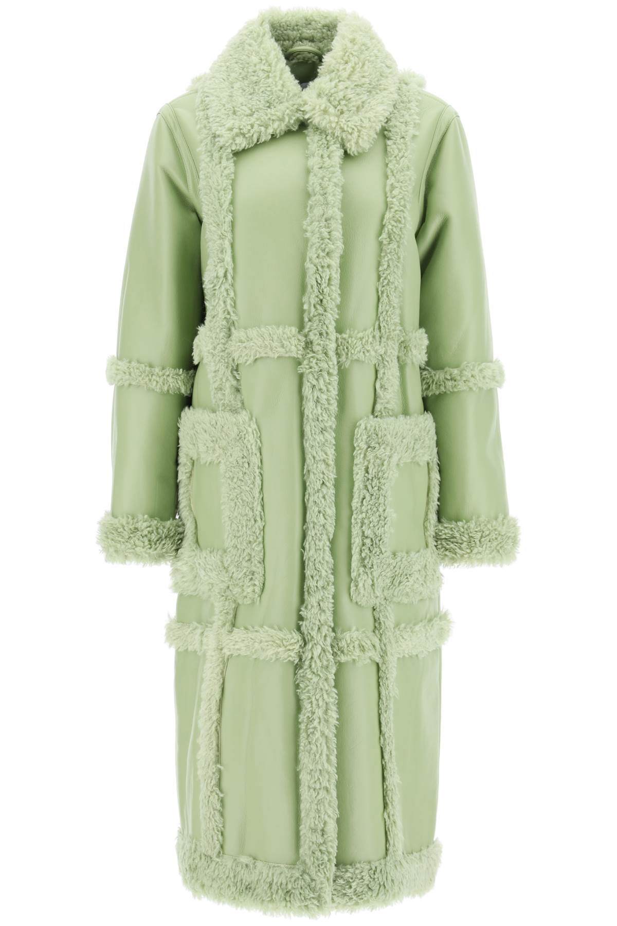 Shop Stand Studio Patrice Eco Shearling Coat In Green