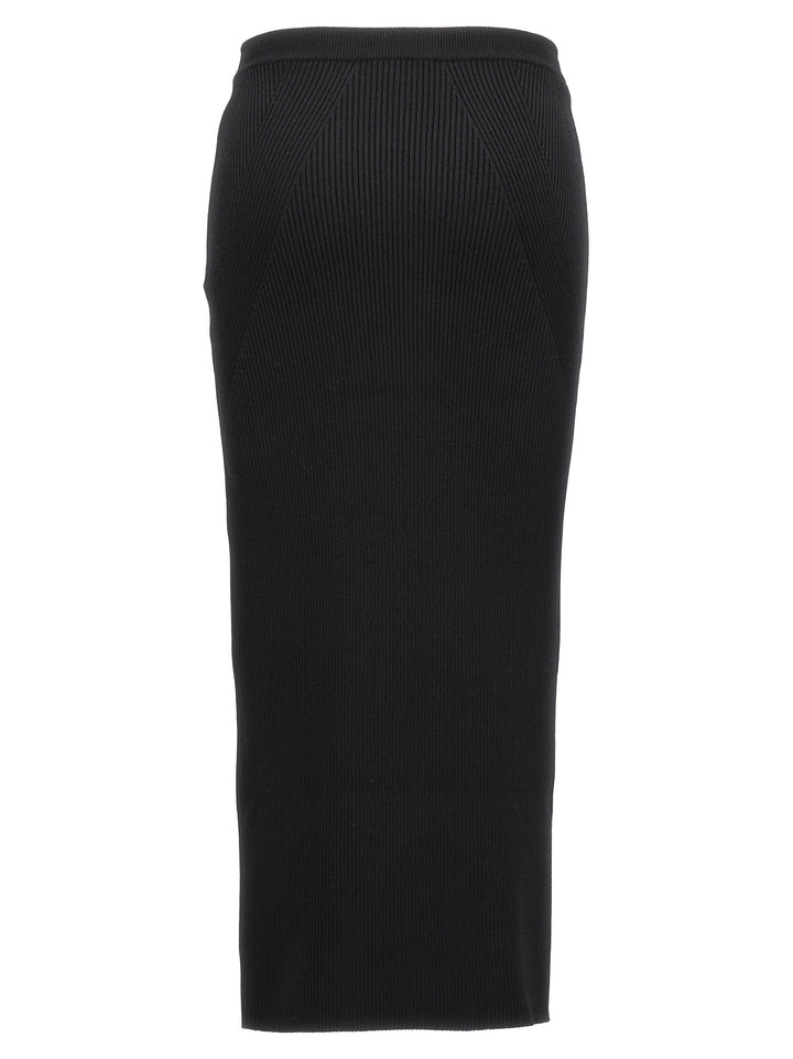 Mcqueen Ribbed Midi Skirt Skirts - Black | d3320ab340624268d6e2680d913dcb33223677b6