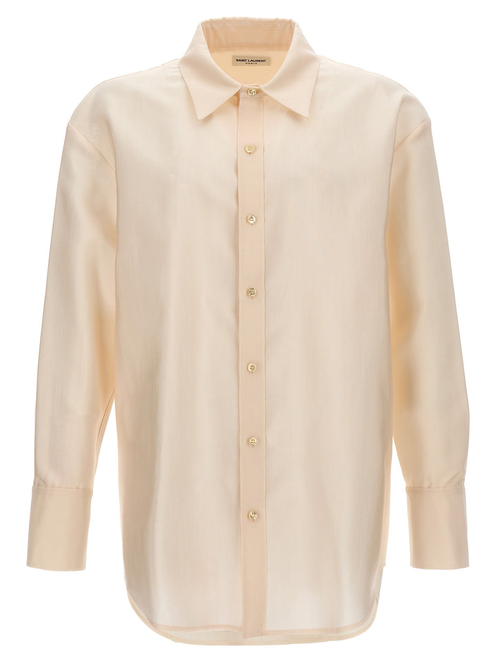 Saint Laurent Faille Shirt Shirt and Blouse - Beige | d74053b2939b510f4ba6e5d6d1341c927d411c71
