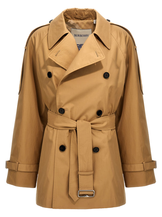 Double-Breasted Short Trench Coat Coats And Trench Coats Beige