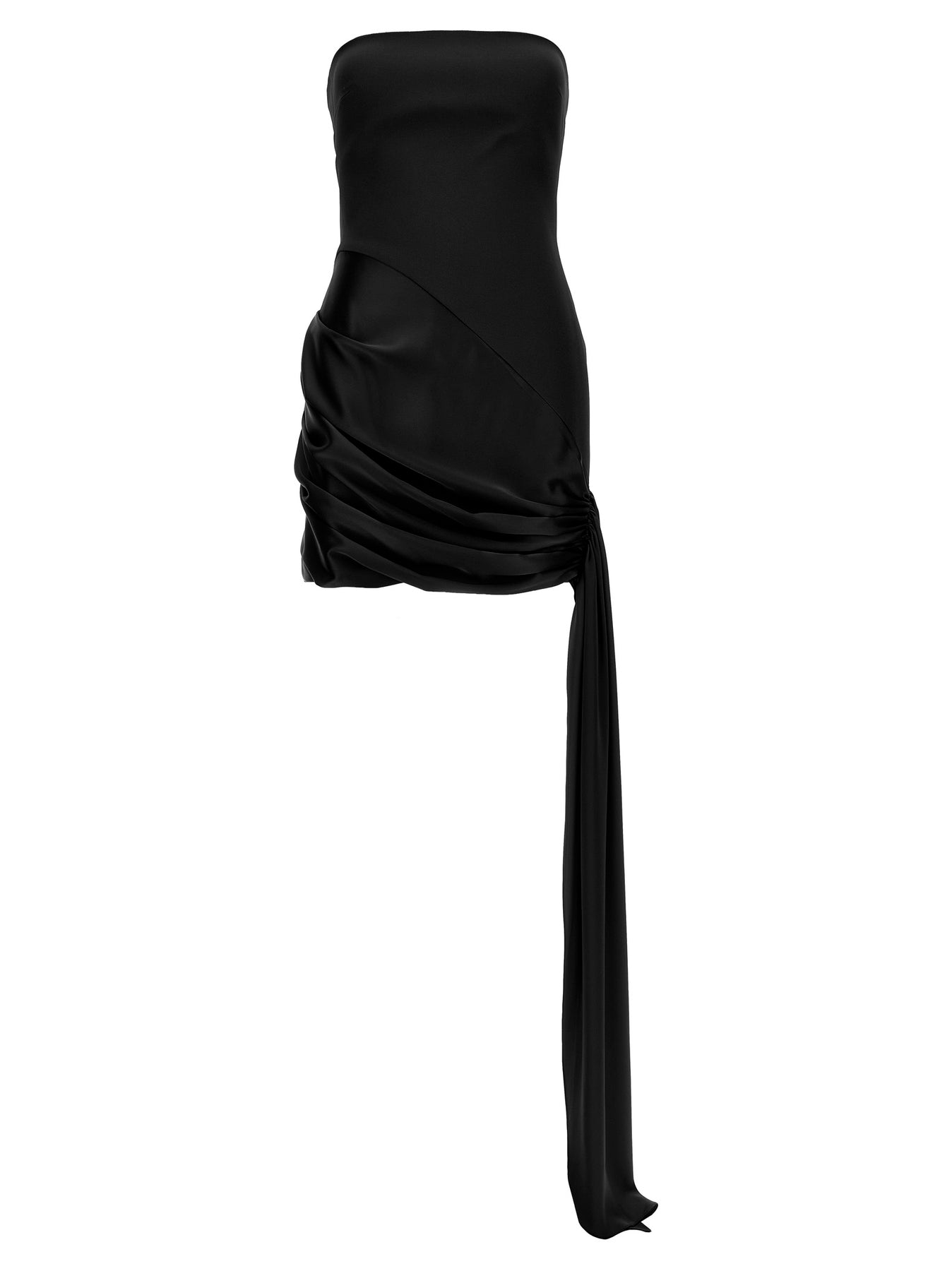 Shop David Koma Asymmetric Hem Strapless Mini Dresses Black