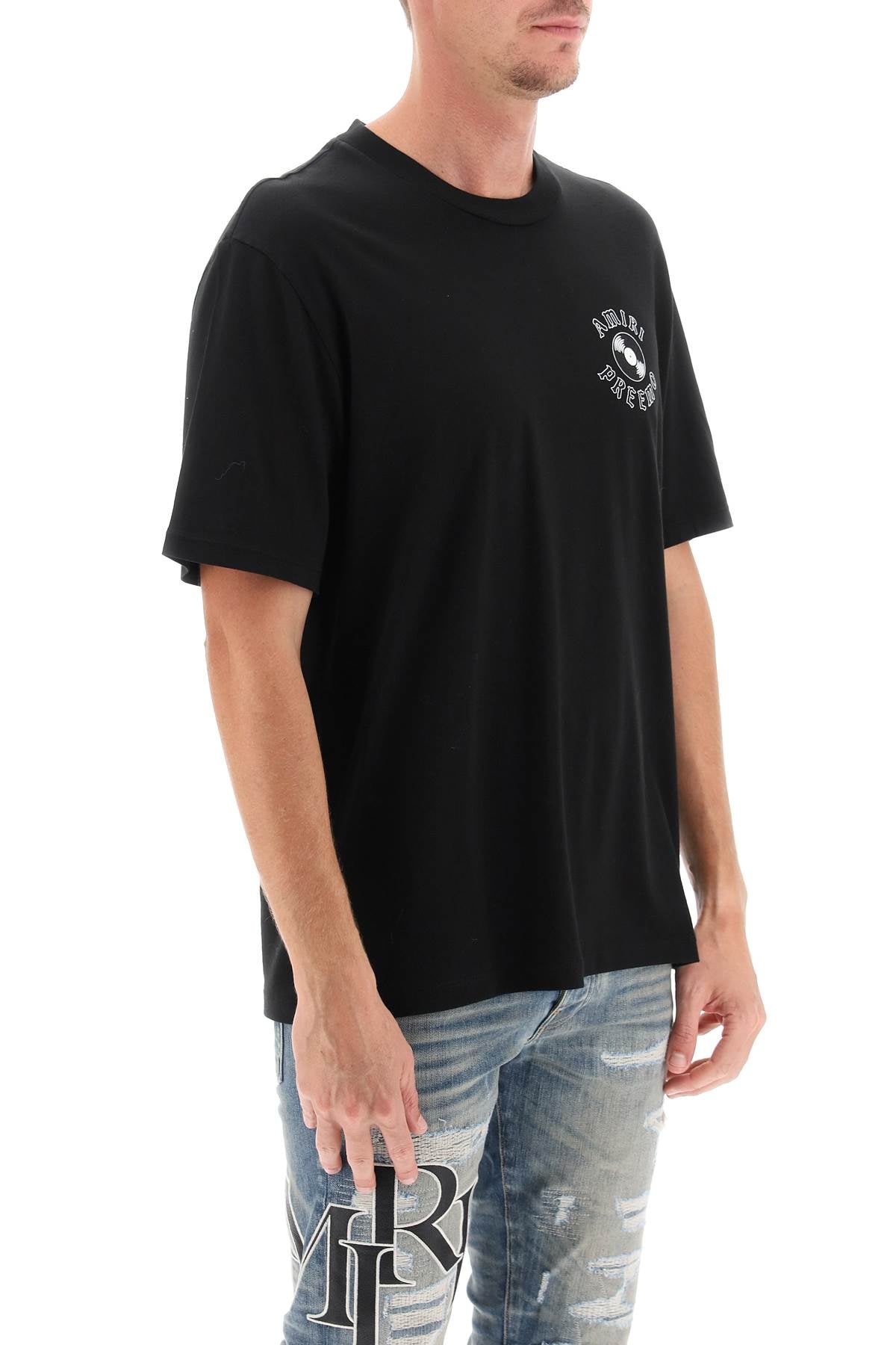Shop Amiri Premier Record Crew Neck T Shirt In Black