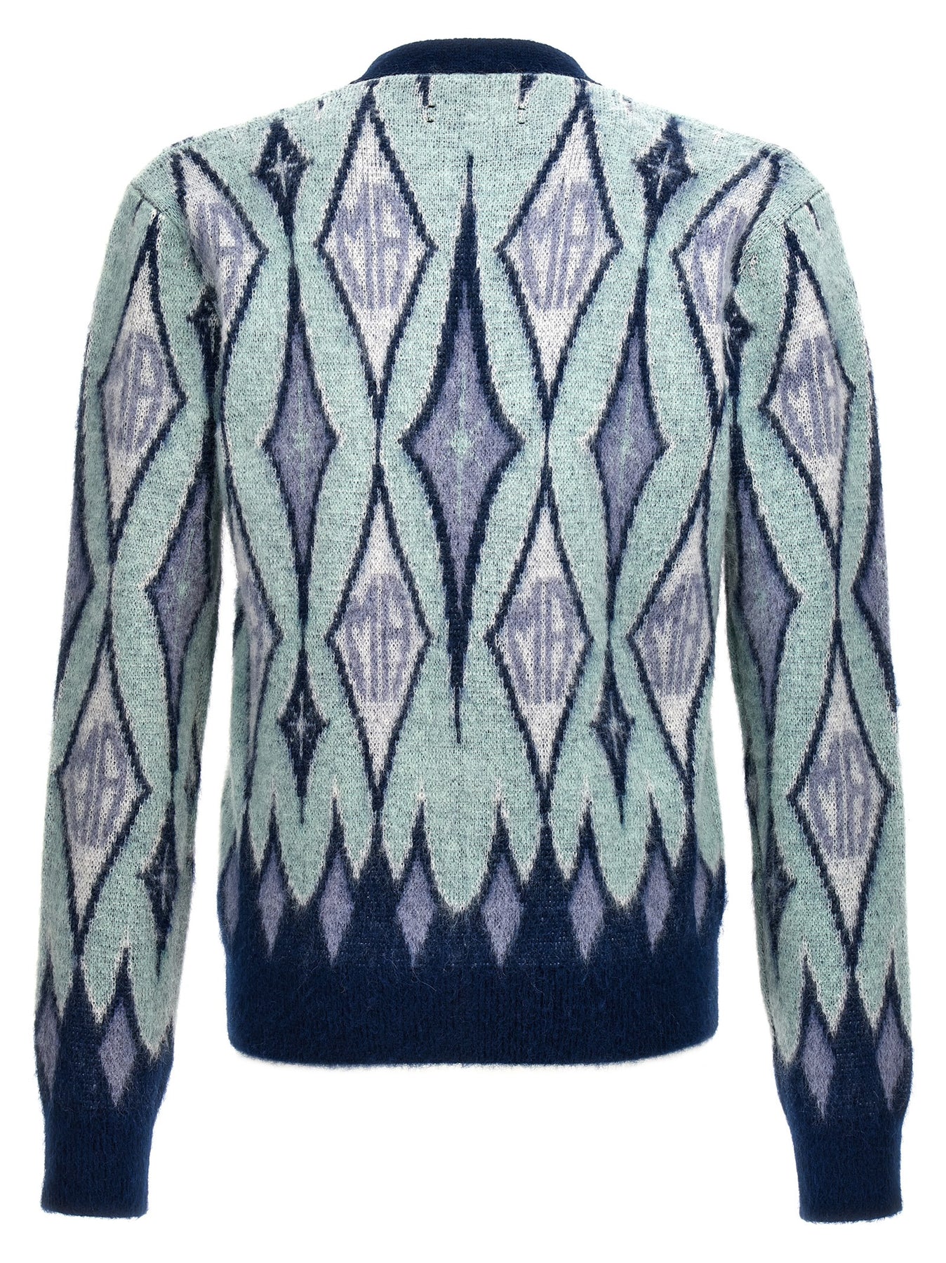 Shop Amiri Argyle Sweater, Cardigans Light Blue