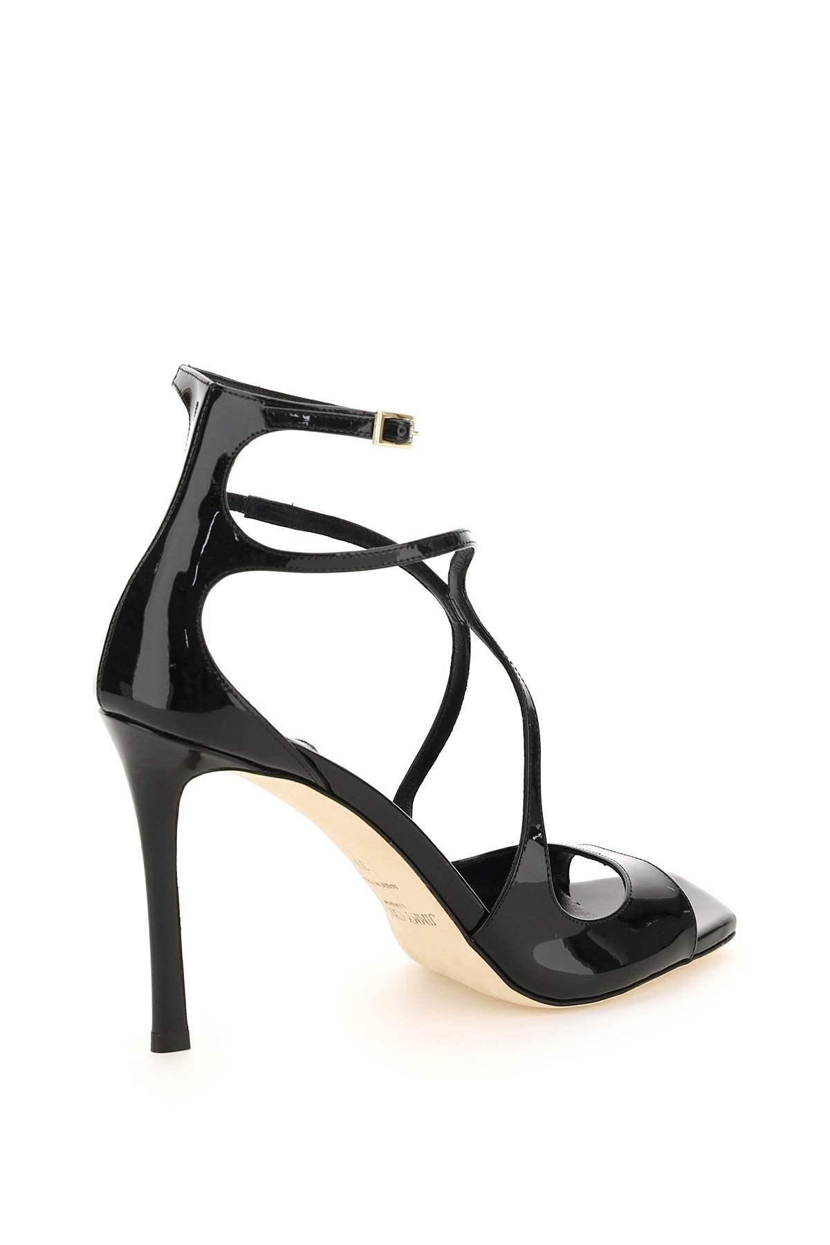 Shop Jimmy Choo Patent Leather Azia 95 Sandals In Black