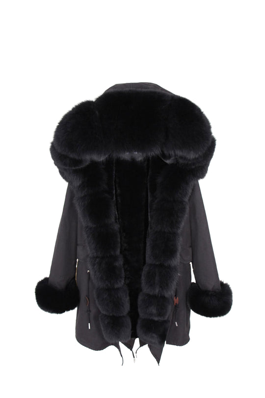 Black Parka in Black Fox Fur