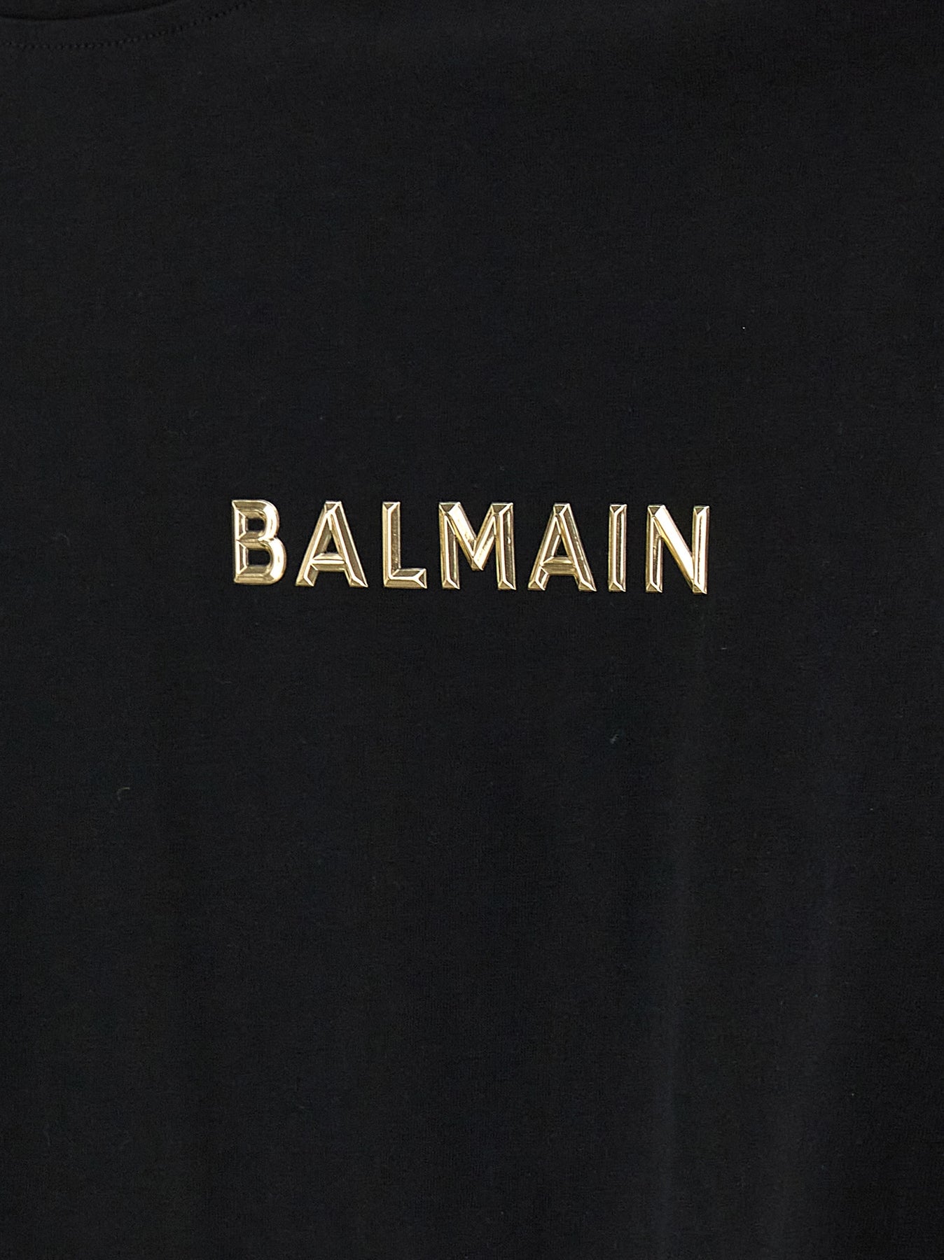 Shop Balmain Logo Cropped T-shirt Black