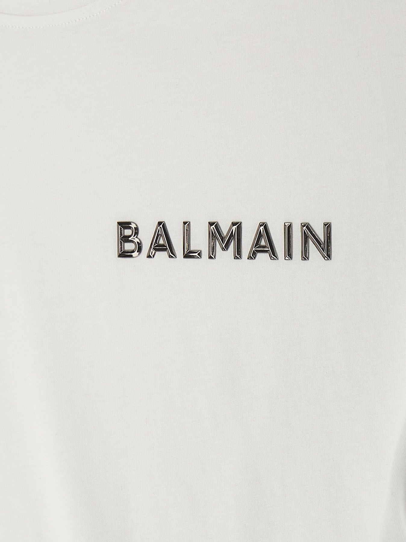 Shop Balmain Logo Cropped T-shirt White