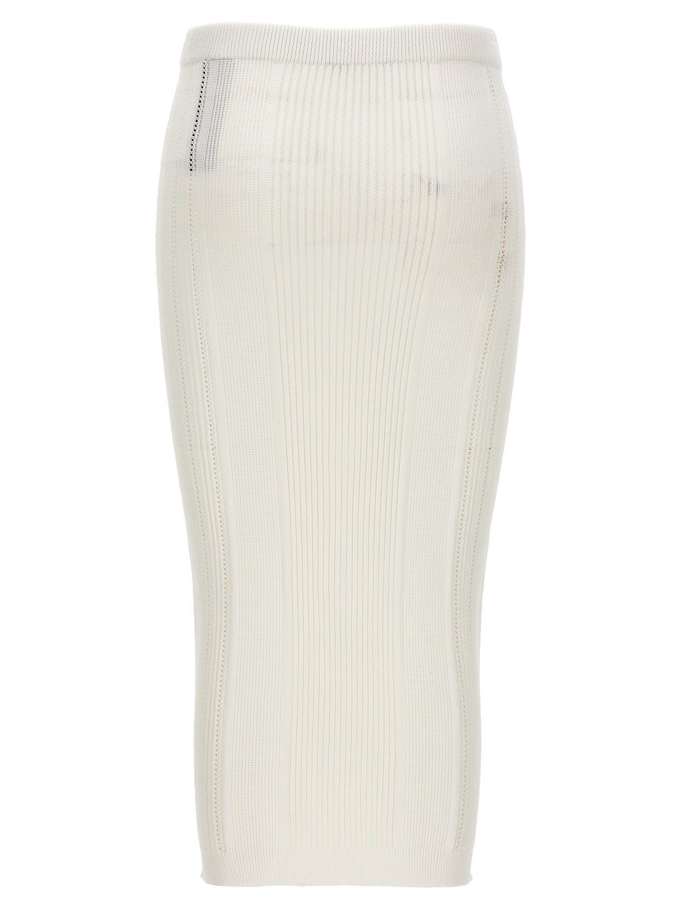 Shop Balmain Logo Button Midi Skirt Skirts White