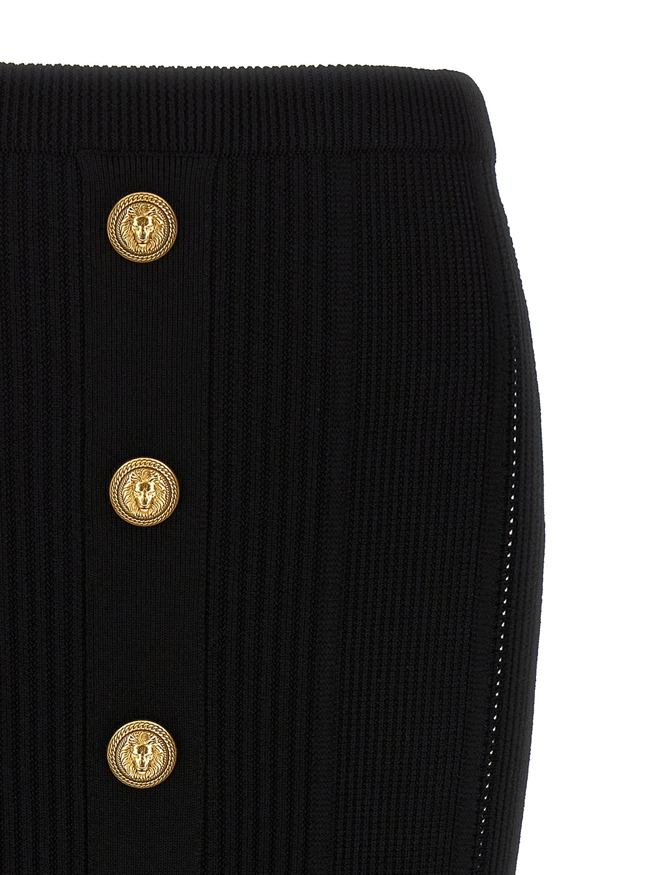 Shop Balmain Logo Button Midi Skirt Skirts