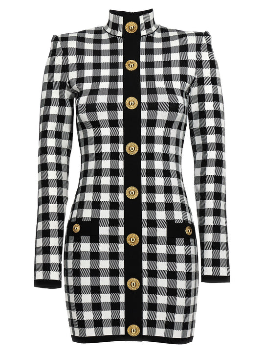 Vichy Knit Dress Dresses White/Black