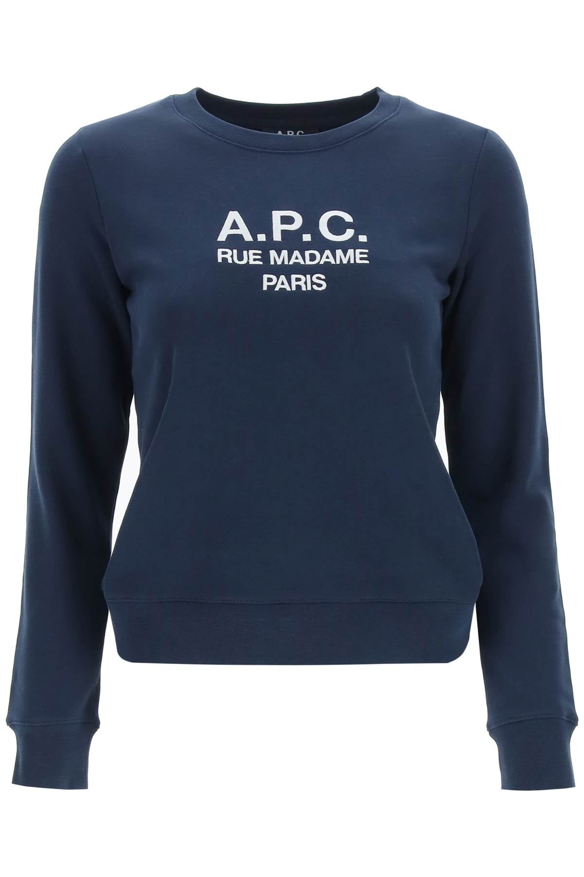 Shop Apc Tina Sweatshirt With Embroidered Logo In Blue, White