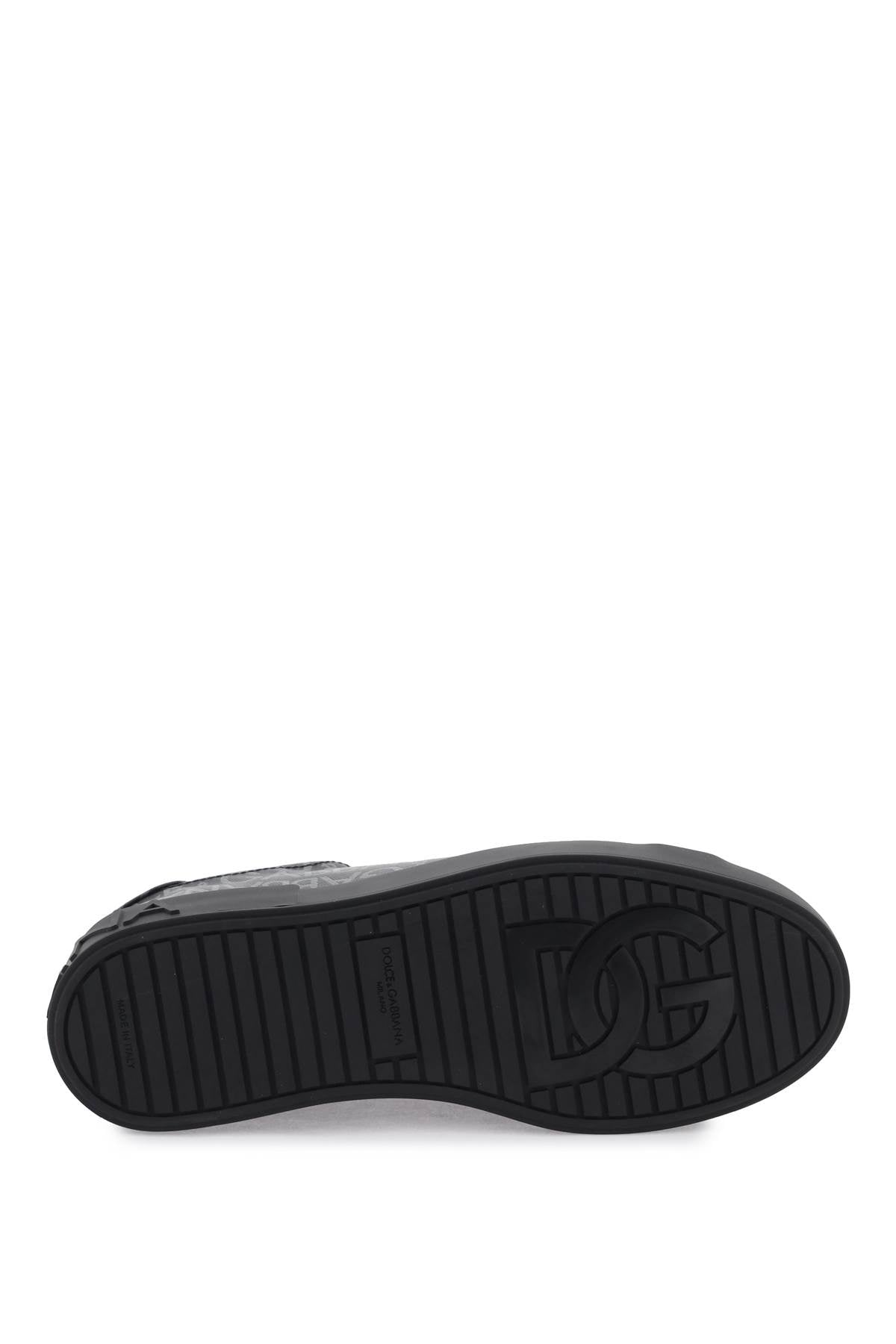 Shop Dolce & Gabbana Portofino Jacquard Sneakers In Black, Grey