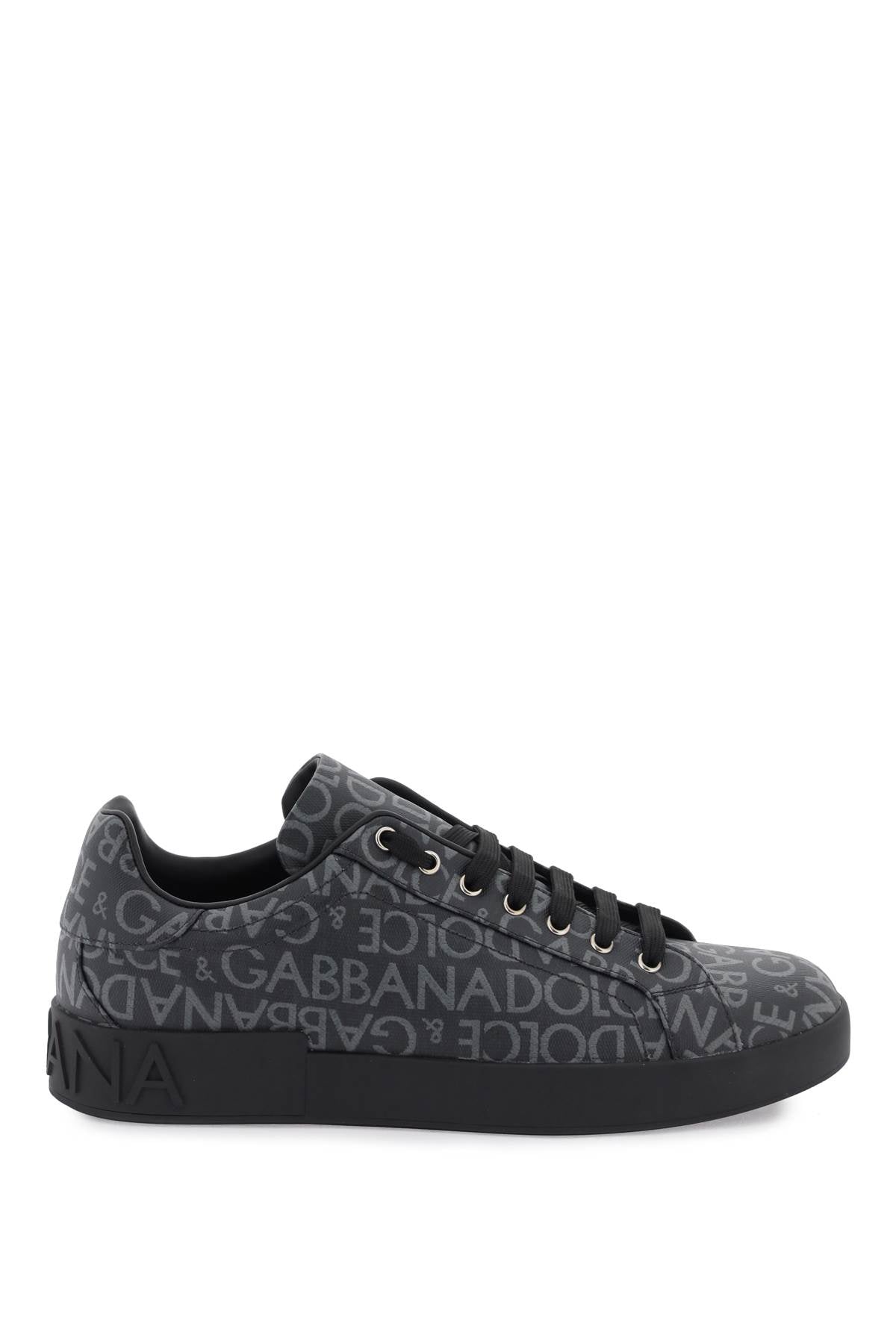 Shop Dolce & Gabbana Portofino Jacquard Sneakers In Black, Grey